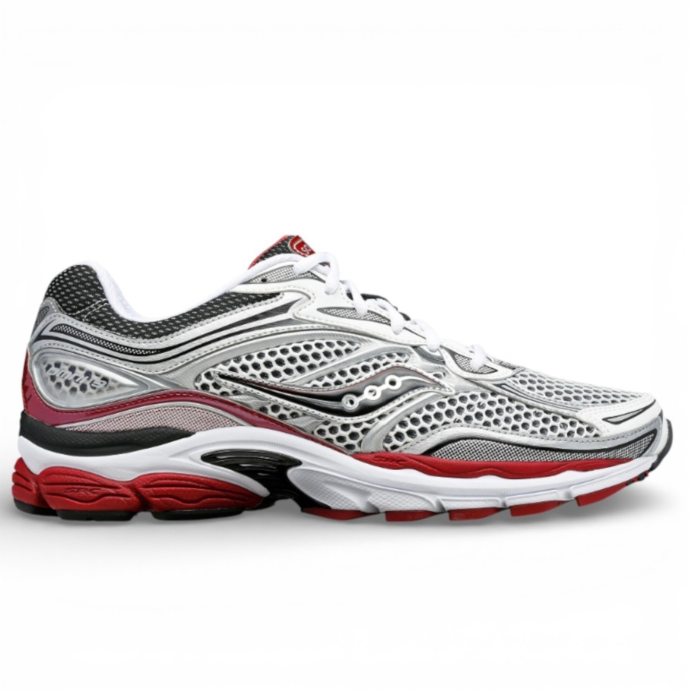 Saucony ProGrid Omni 9 Shoes Mens Size‎ 10 Silver Red Impact Running Sneaker NEW